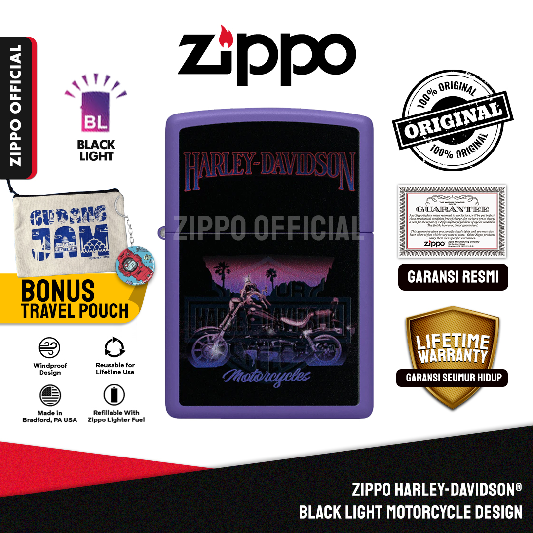 Zippo Harley-Davidson® Black Light Motorcycle Design 46676