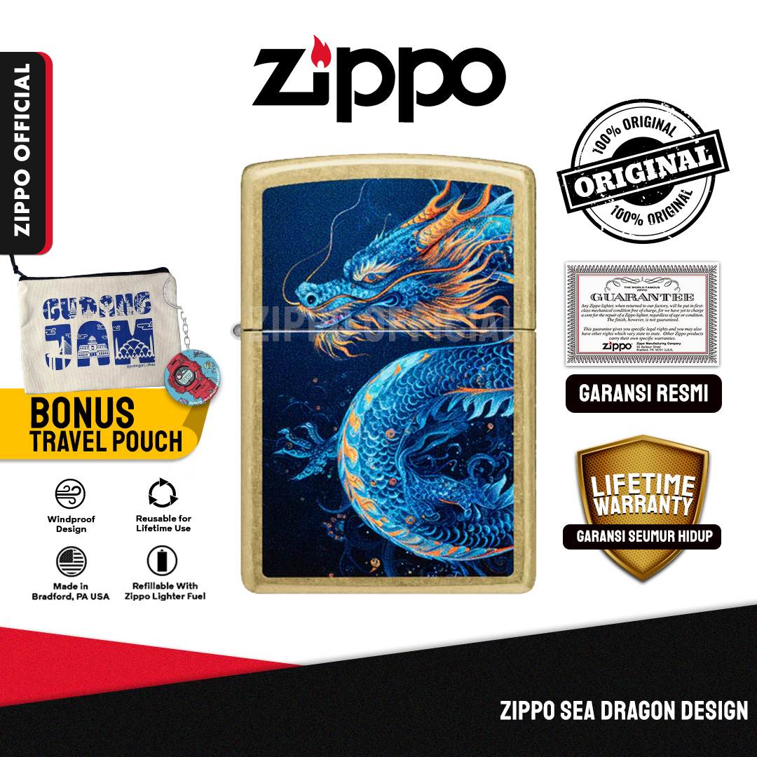 Zippo Sea Dragon Design 47178 | Garansi Lifetime | Original USA