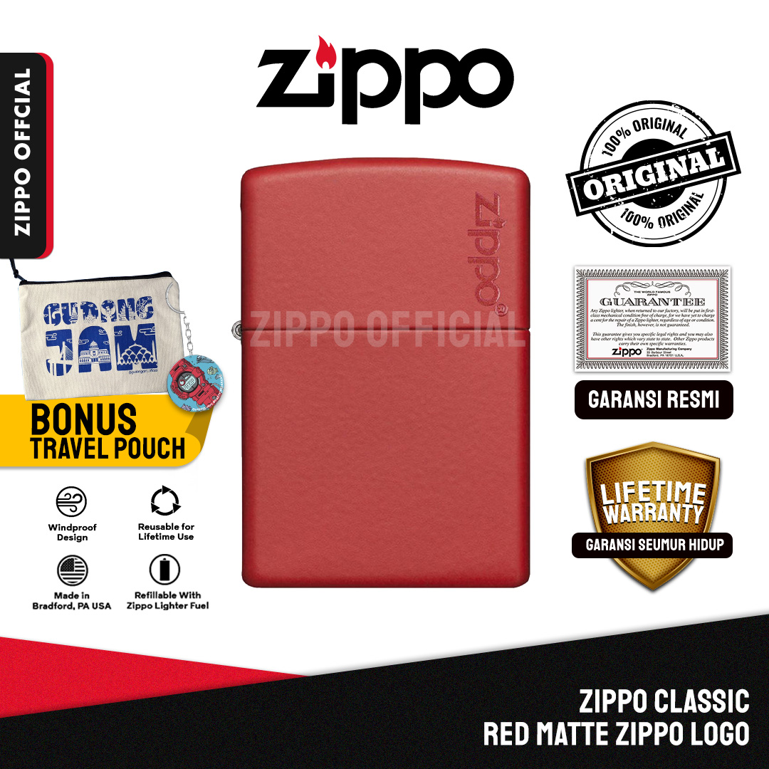 Zippo Classic Red Matte Zippo Logo 233ZL