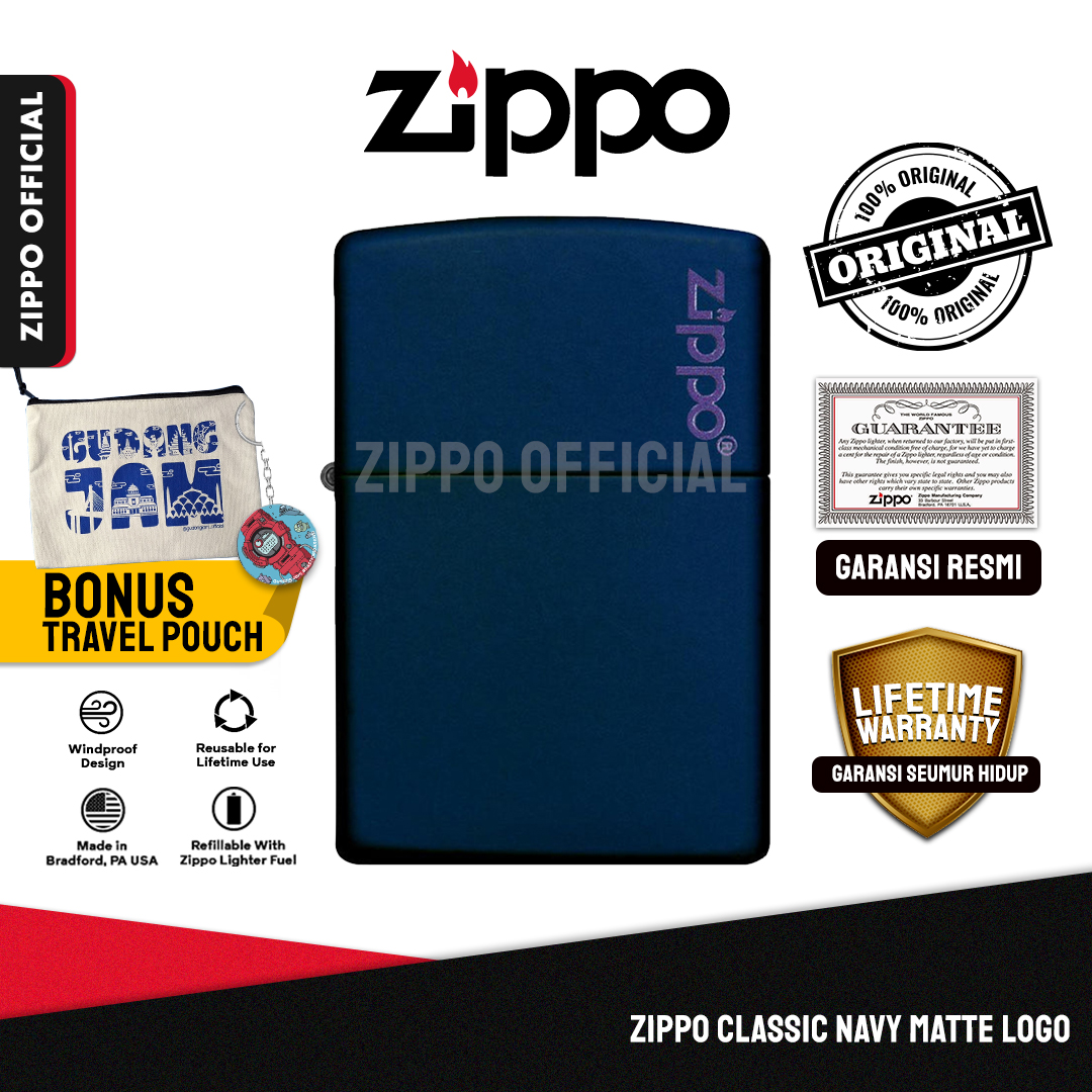 Zippo Classic Navy Matte Logo 239ZL