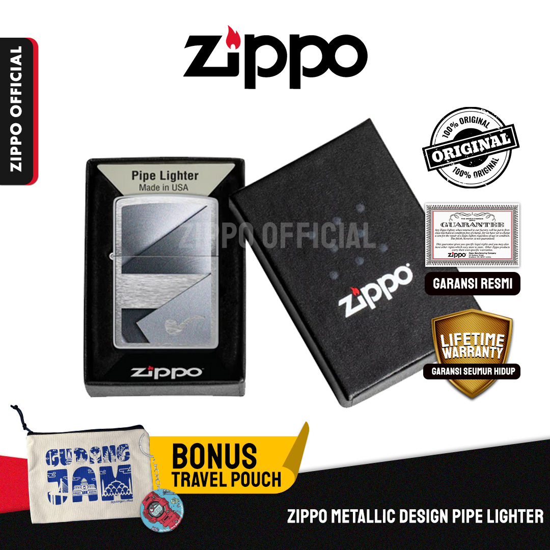 Zippo Metallic Design Pipe Lighter 47191 | Garansi Lifetime | Original USA