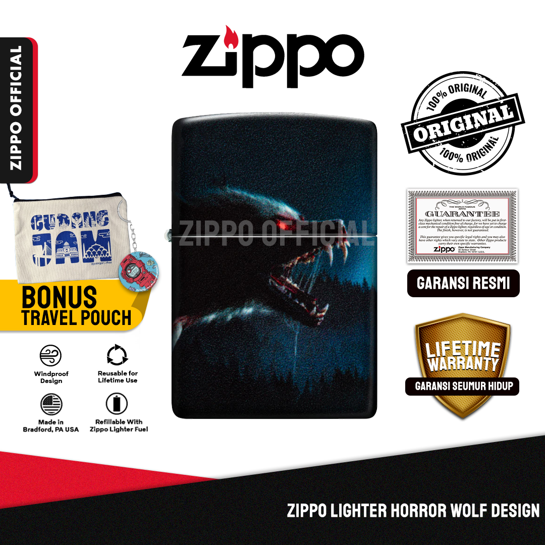 Zippo Horror Wolf Design 48923 | Garansi Lifetime | Original USA