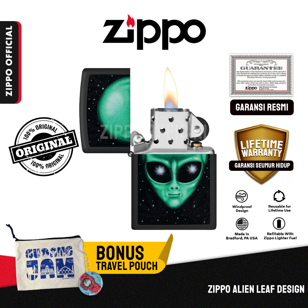 Zippo Alien Leaf Design 46708  | Garansi Lifetime | Original USA