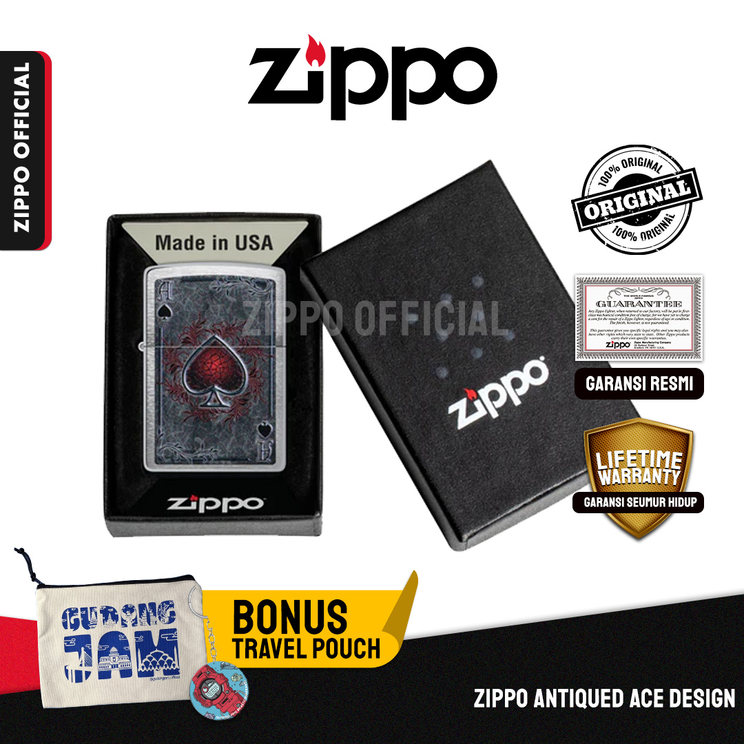 Zippo Antiqued Ace Design 47185 | Garansi Lifetime | Original USA