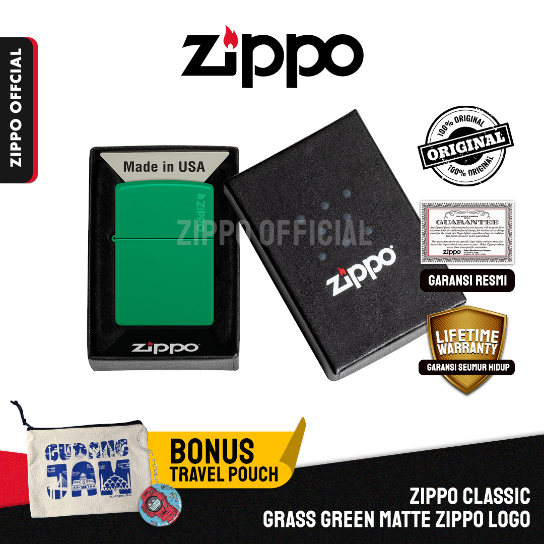Zippo Classic Grass Green Matte Zippo Logo 48629ZL