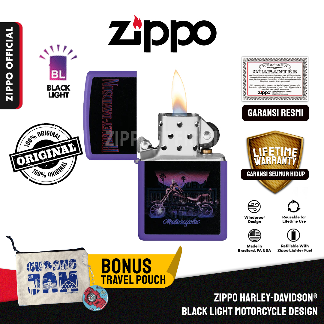 Zippo Harley-Davidson® Black Light Motorcycle Design 46676