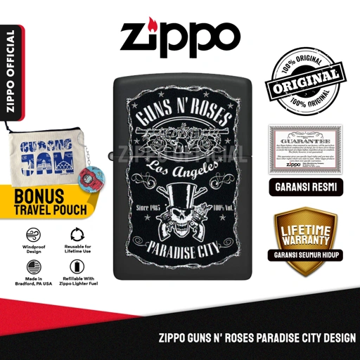 Zippo Guns N' Roses Paradise City Design 47197 | Garansi Lifetime | Original USA