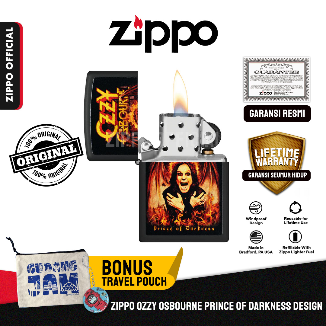 Zippo Ozzy Osbourne Prince of Darkness Design 47082 | Garansi Lifetime | Original USA