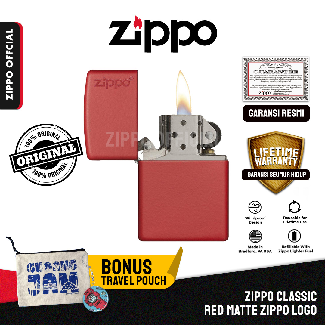 Zippo Classic Red Matte Zippo Logo 233ZL