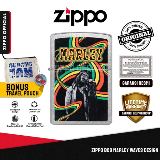 Zippo Bob Marley Waves Design 47195 | Garansi Lifetime | Original USA