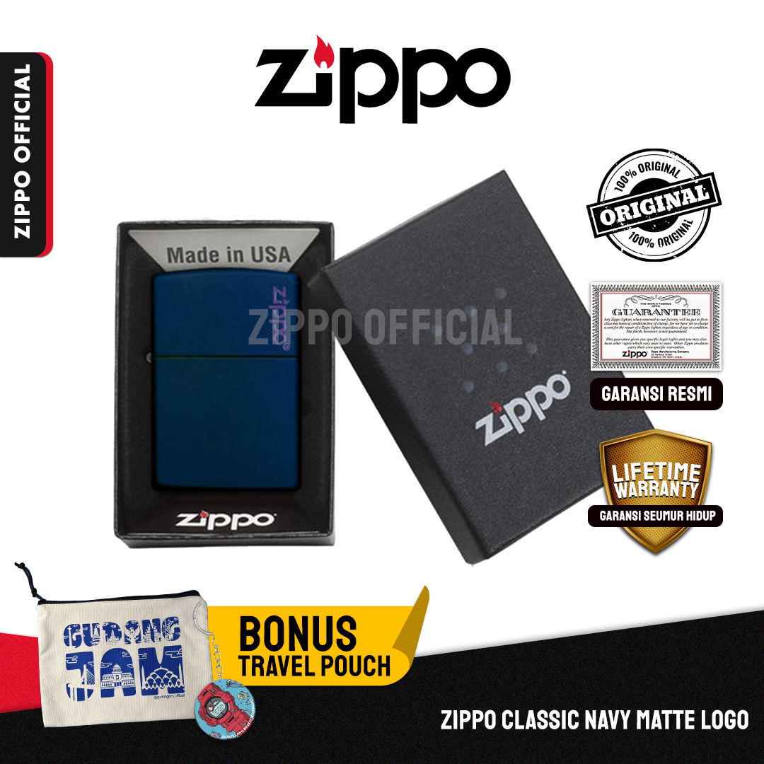 Zippo Classic Navy Matte Logo 239ZL