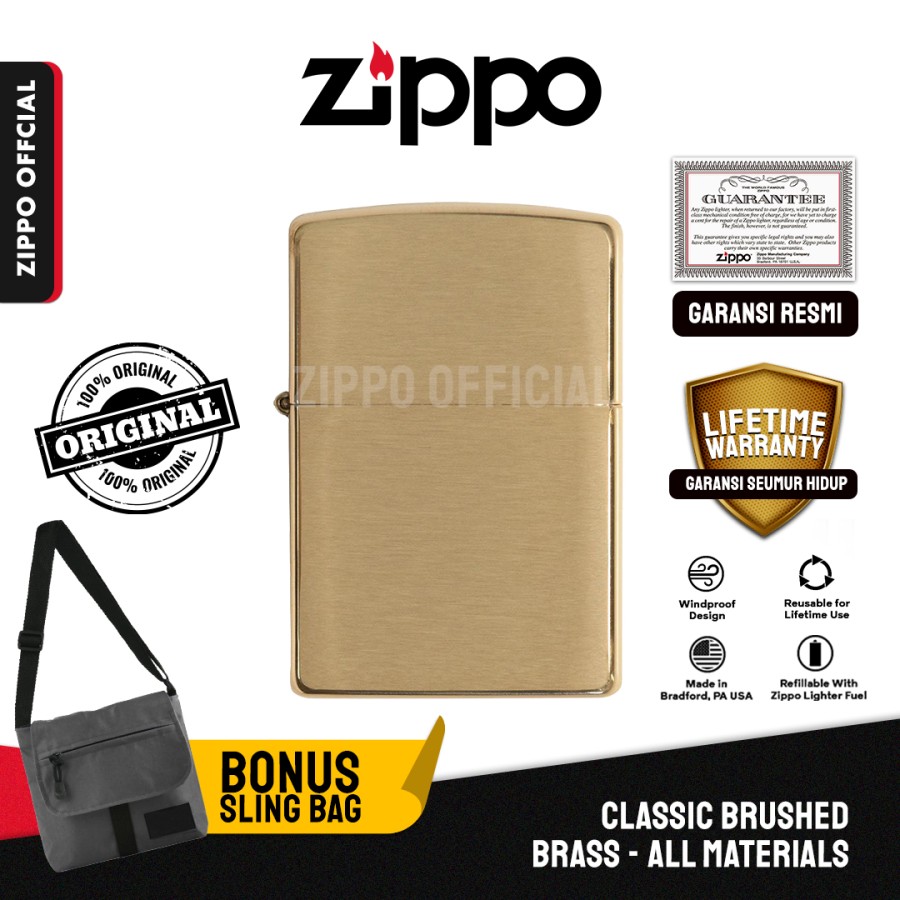 Zippo Reg Brushed Brass 204B