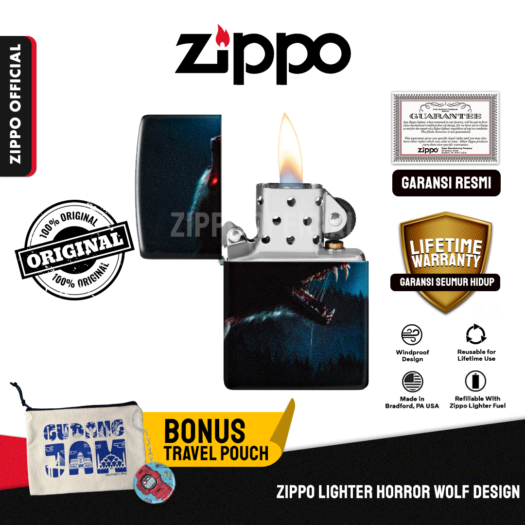 Zippo Horror Wolf Design 48923 | Garansi Lifetime | Original USA