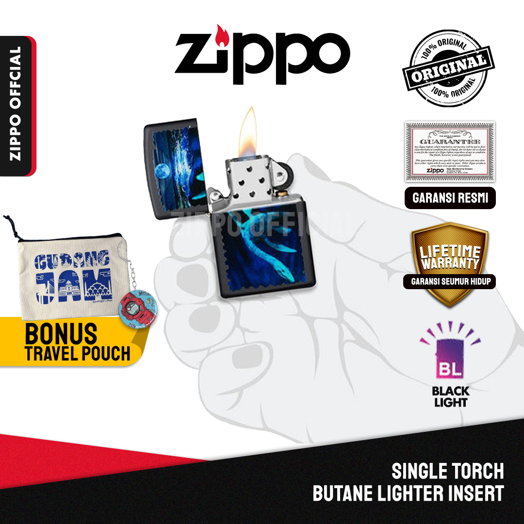 Zippo Black Light Loch Ness Design 49697