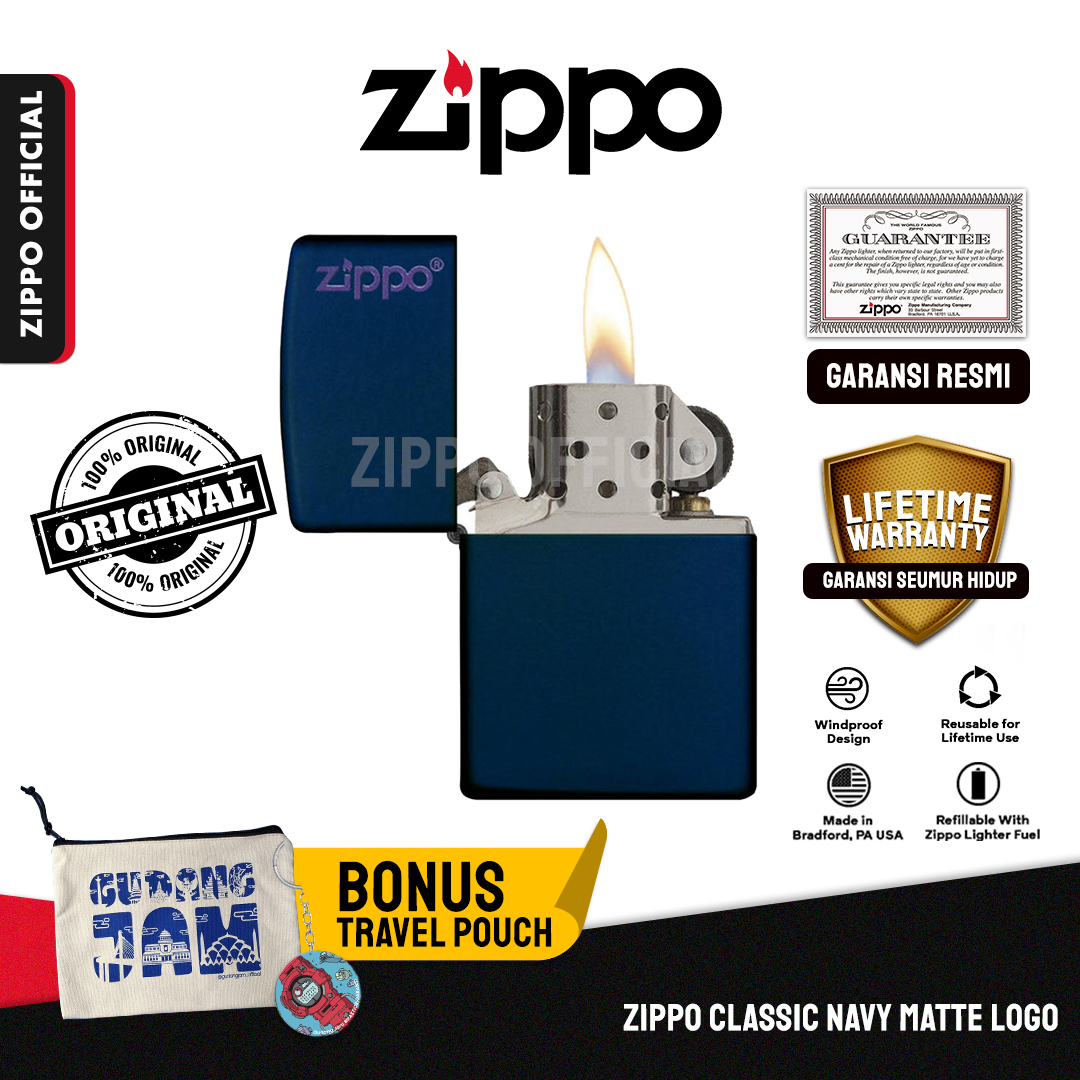 Zippo Classic Navy Matte Logo 239ZL