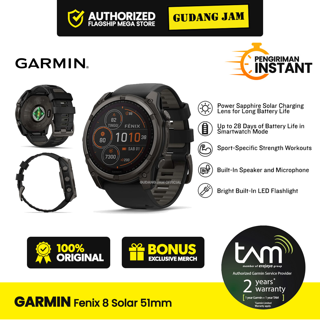Garmin Fenix 8 Solar Sapphire Carbon Gray DLC Titanium with Black Pebble Gray Silicone Band