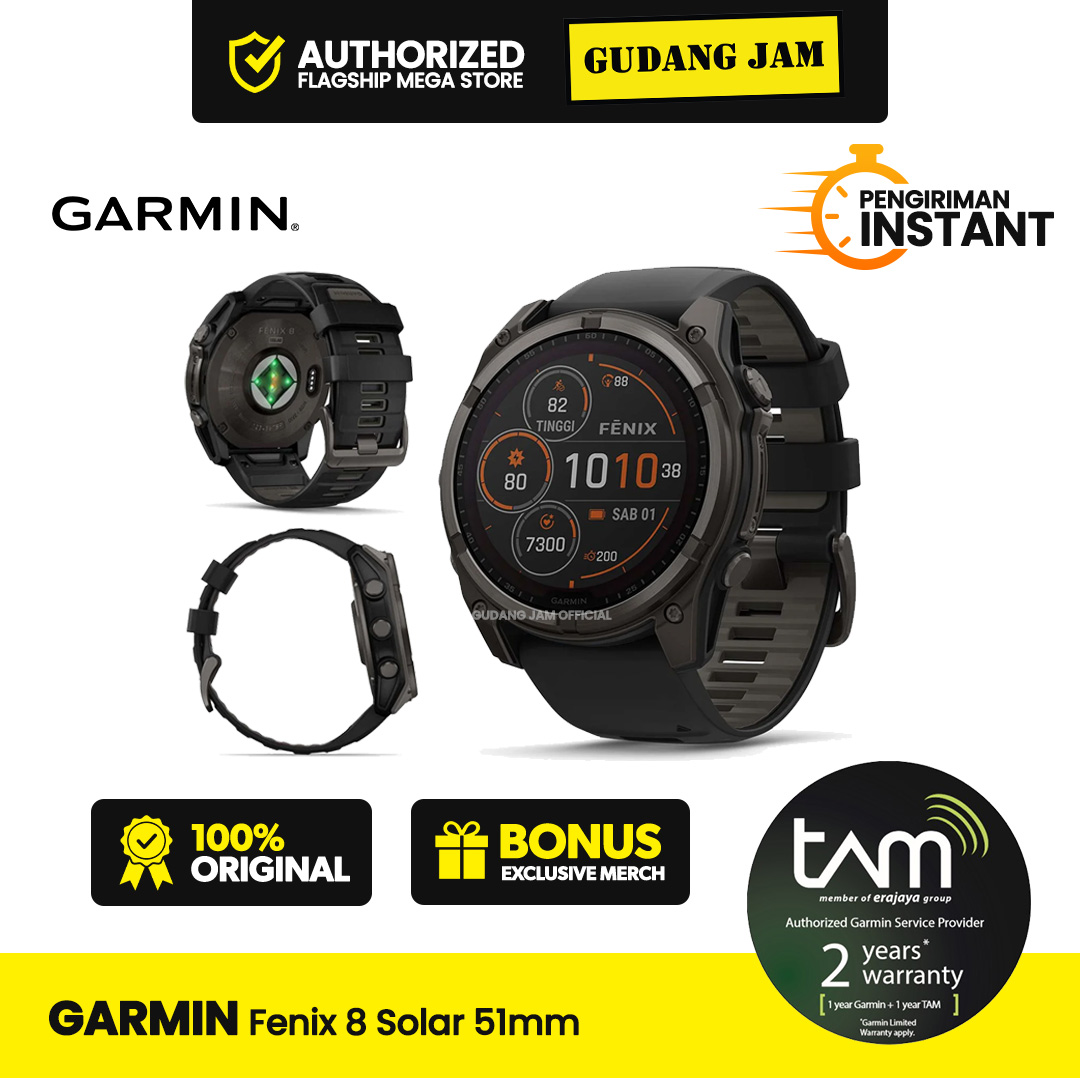 Garmin Fenix 8 Solar Sapphire Carbon Gray DLC Titanium with Black Pebble Gray Silicone Band