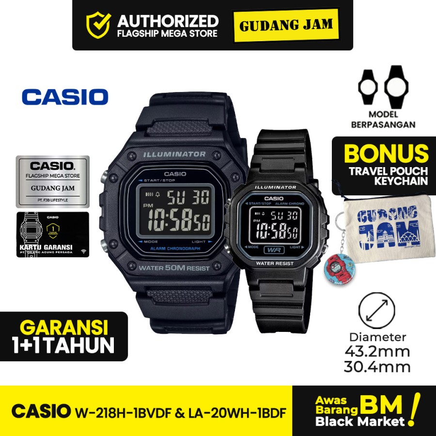 Casio Couple W-218H-1BVDF & LA-20WH-1BDF