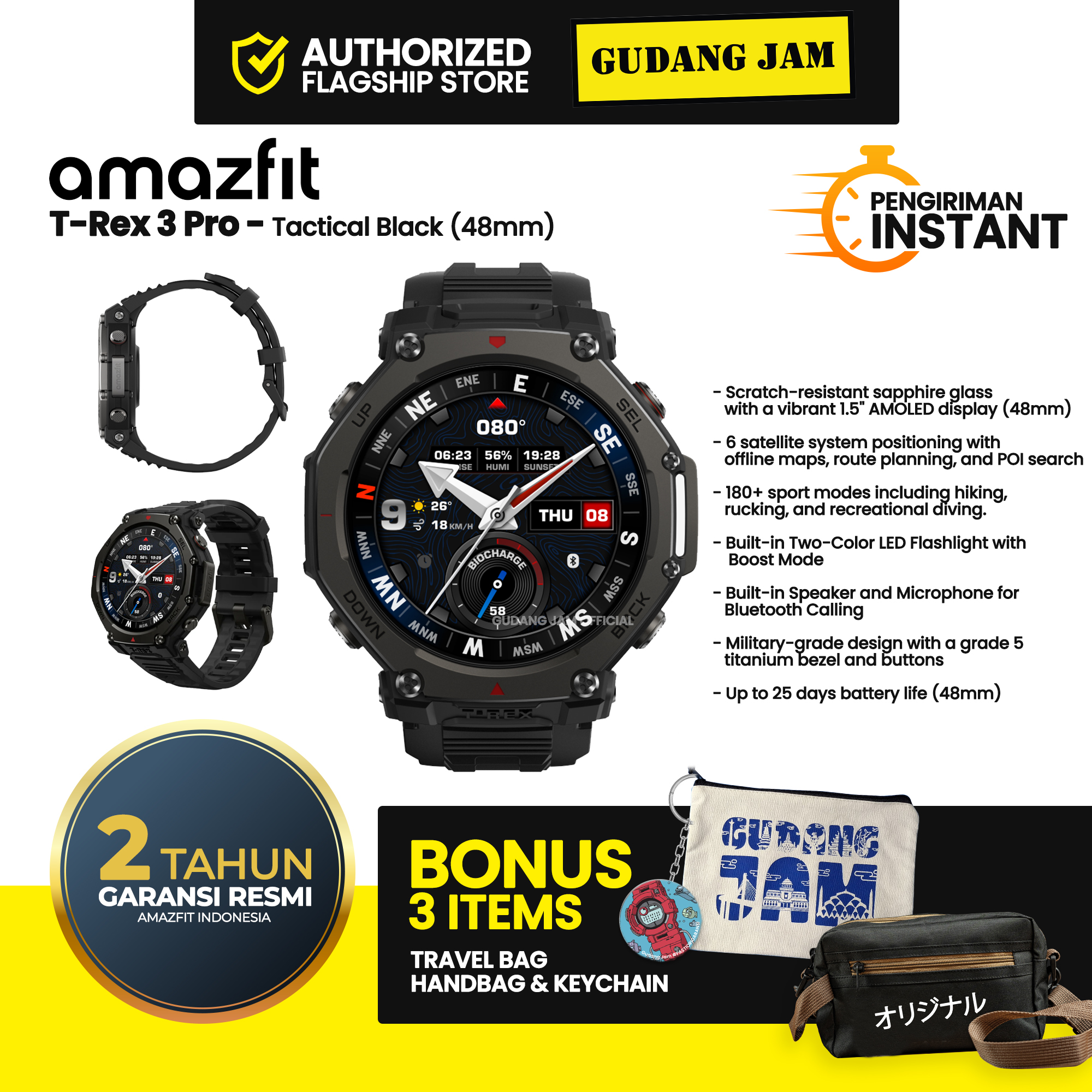 Amazfit T-Rex 3 Pro Tactical Black 48mm