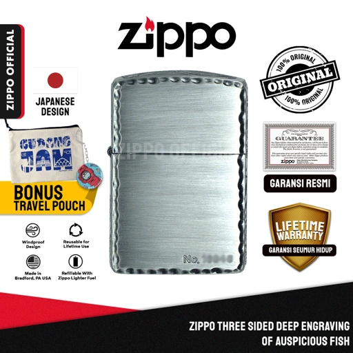 Image of Zippo Three Sided Deep Engraving Of Auspicious Fish ZA-4-8B