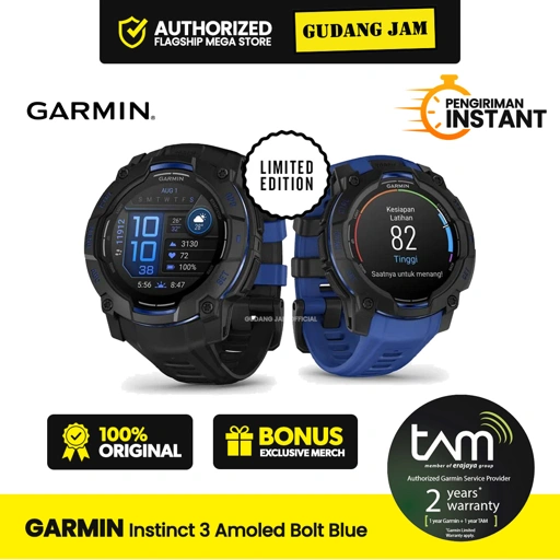 Garmin Instinct 3 AMOLED Bolt Blue Limitied Edition