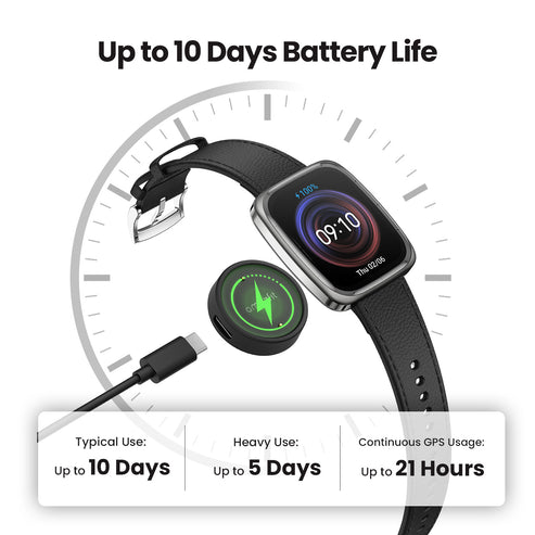 Amazfit Active 2 Square Premium Smartwatch Black Leather Strap