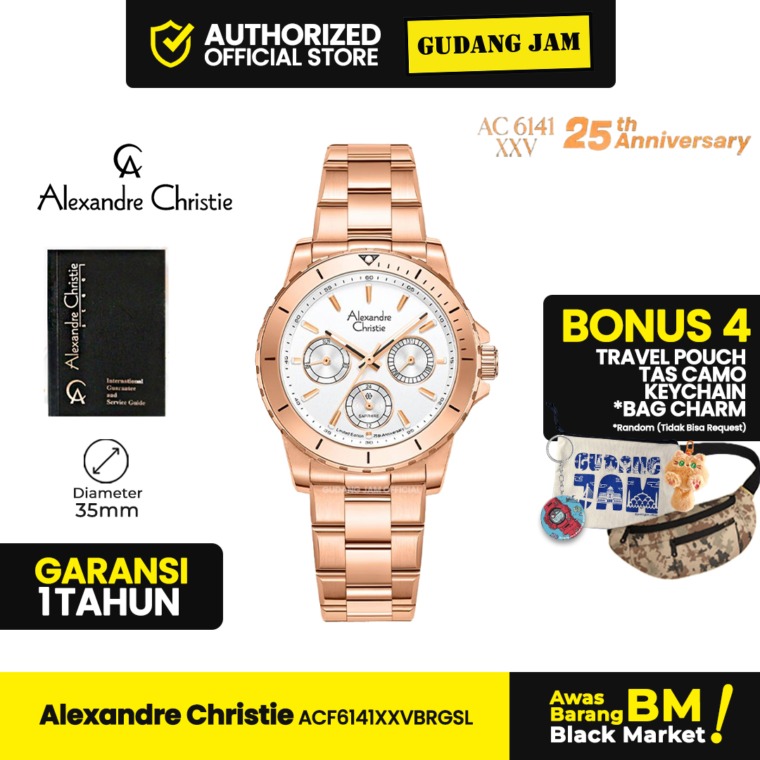 Alexandre Christie AC 6141 XXVB | Jam Tangan Wanita Analog 25th Anniversary Limited Edition - Box Special