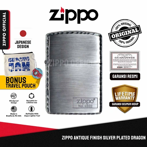 Image of Zippo Antique Finish Silver Plated Dragon ZA-3-31C