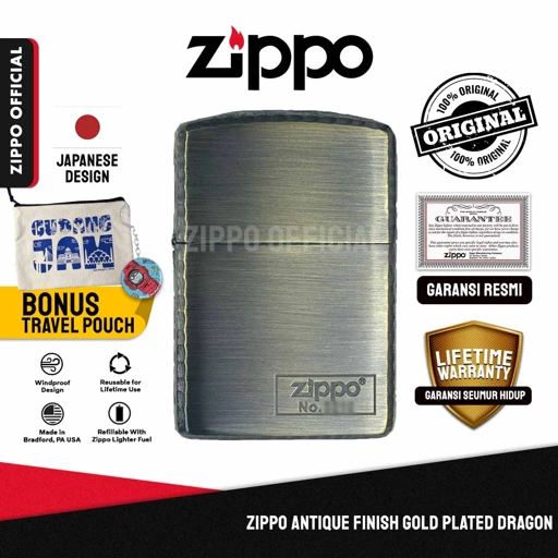 Image of Zippo Antique Finish Gold Plated Dragon ZA-3-31A