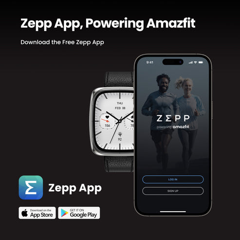 Amazfit Active 2 Square Premium Smartwatch Black Leather Strap