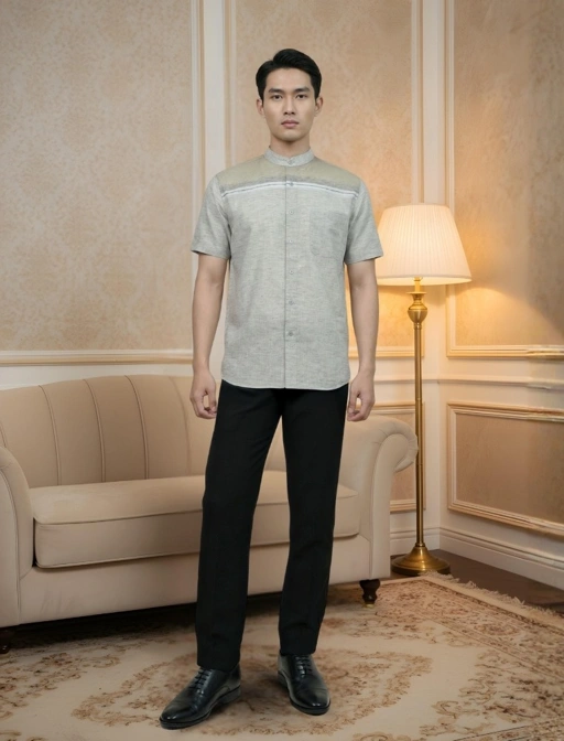 Image of Zoya Farraz Menswear - Baju Koko Pria Lengan Pendek - Bahan Cotton Slub 