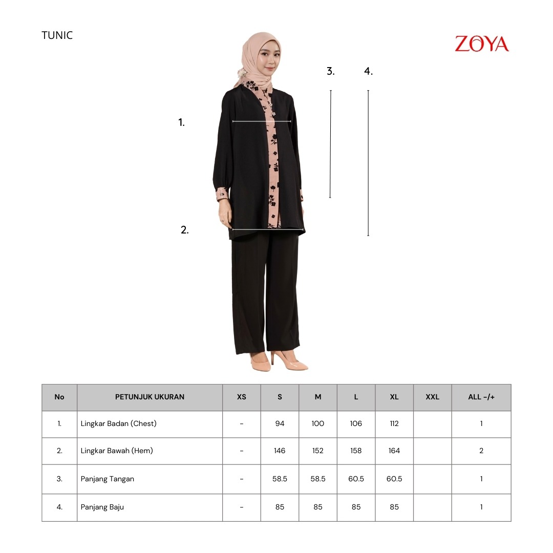 Zoya Viana Tunik - Tunik Wanita Wudhu Busui Friendly - Bahan Poly Cotton