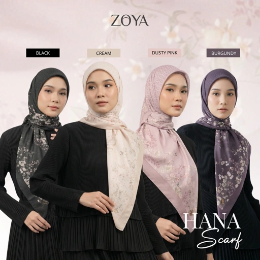 Image of Zoya - Hana Print Scarf - Kerudung Hijab Segi Empat Motif Premium - Box