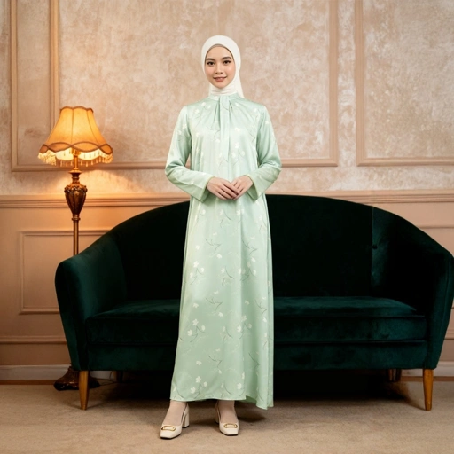 Image of Zoya Nyra Dress - Gamis Muslim Wanita Wudhu Friendly - Bahan premium Sateen