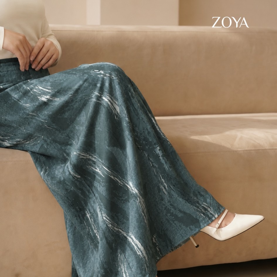 Zoya A-Line Flowy Print Skirt AFP-Z01 - Rok Panjang Wanita - Bahan Poly Flowy