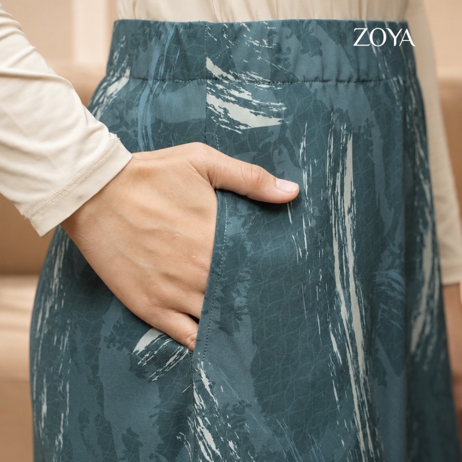 Zoya A-Line Flowy Print Skirt AFP-Z01 - Rok Panjang Wanita - Bahan Poly Flowy