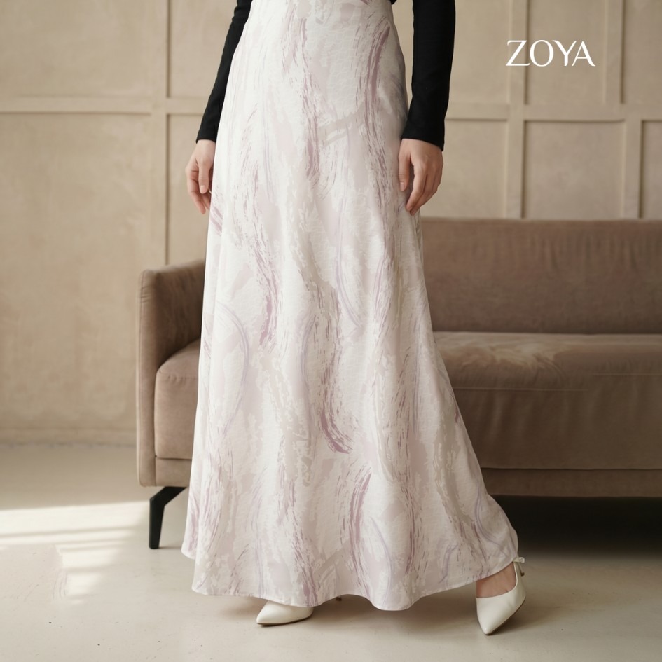 Zoya A-Line Flowy Print Skirt AFP-Z01 - Rok Panjang Wanita - Bahan Poly Flowy