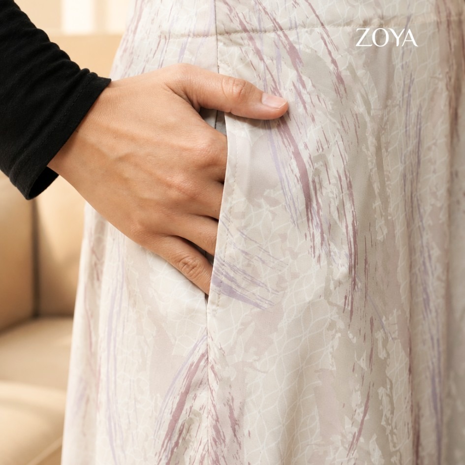 Zoya A-Line Flowy Print Skirt AFP-Z01 - Rok Panjang Wanita - Bahan Poly Flowy
