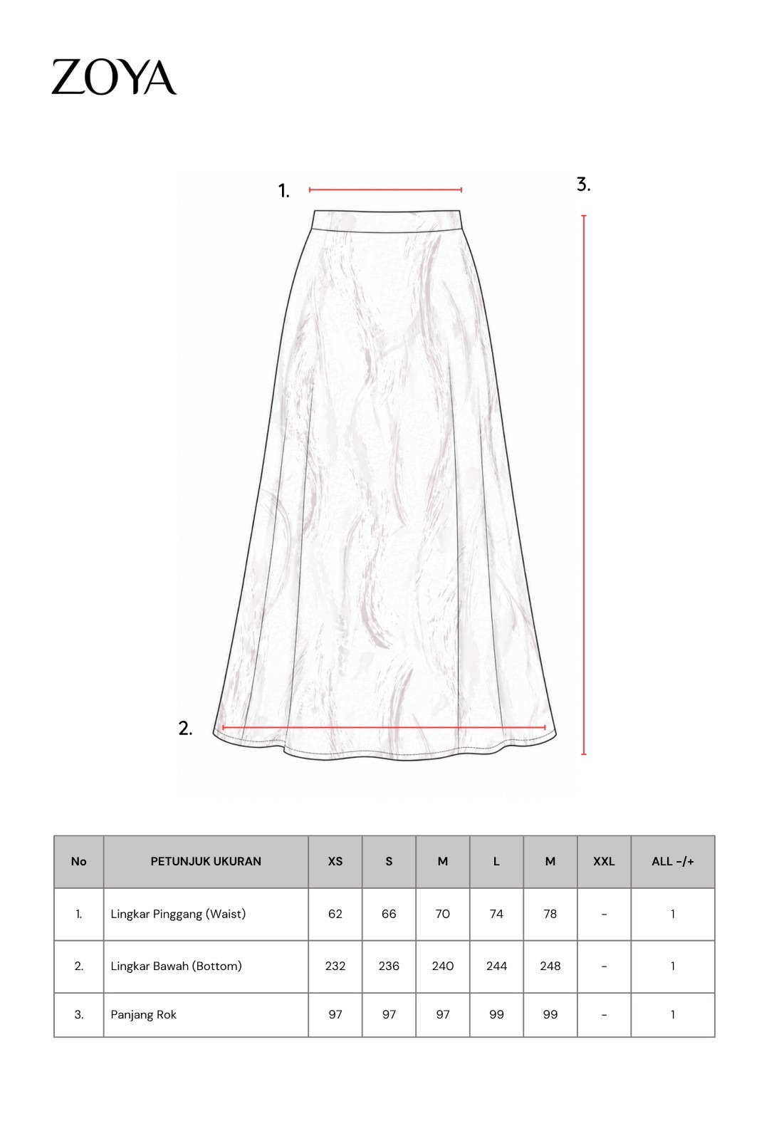 Zoya A-Line Flowy Print Skirt AFP-Z01 - Rok Panjang Wanita - Bahan Poly Flowy