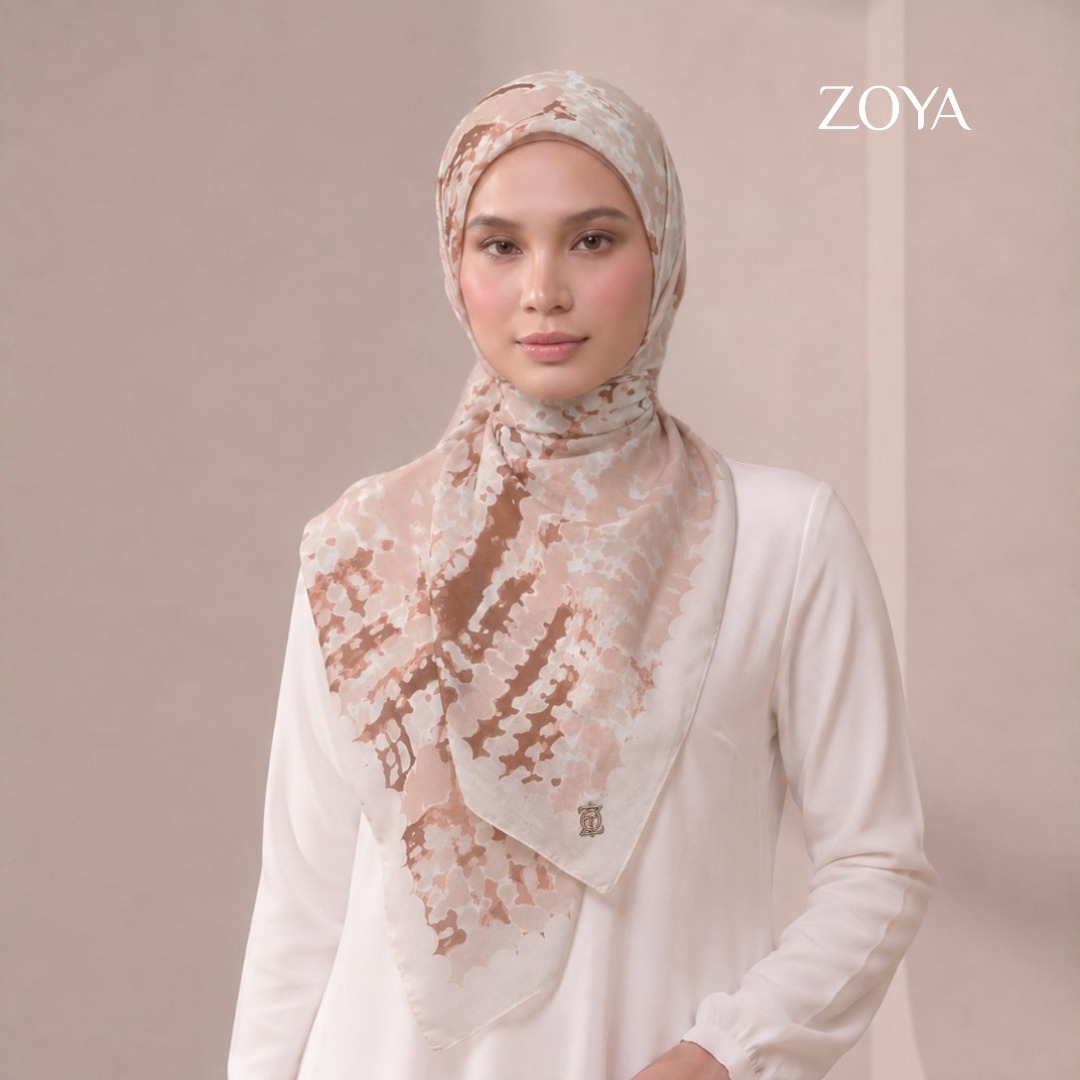 Zoya - Aira Smudge Print Scarf - Kerudung Hijab Segi Empat Motif Premium - Box