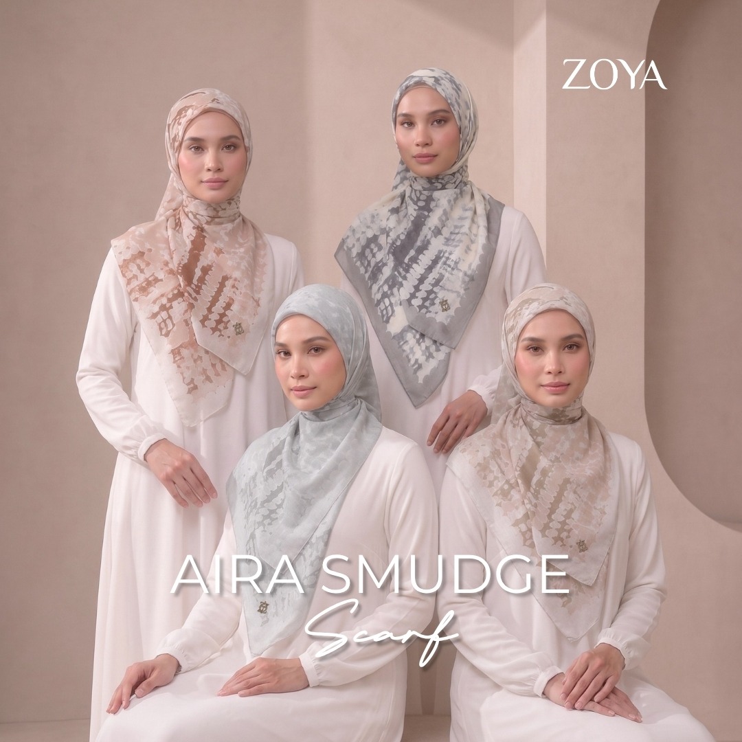 Zoya - Aira Smudge Print Scarf - Kerudung Hijab Segi Empat Motif Premium - Box