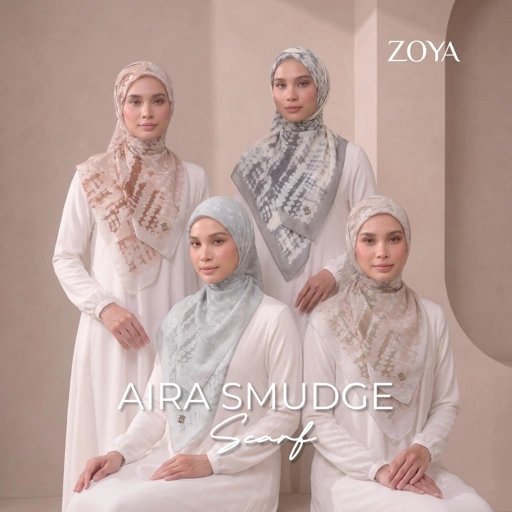 Zoya - Aira Smudge Print Scarf - Kerudung Hijab Segi Empat Motif Premium - Box