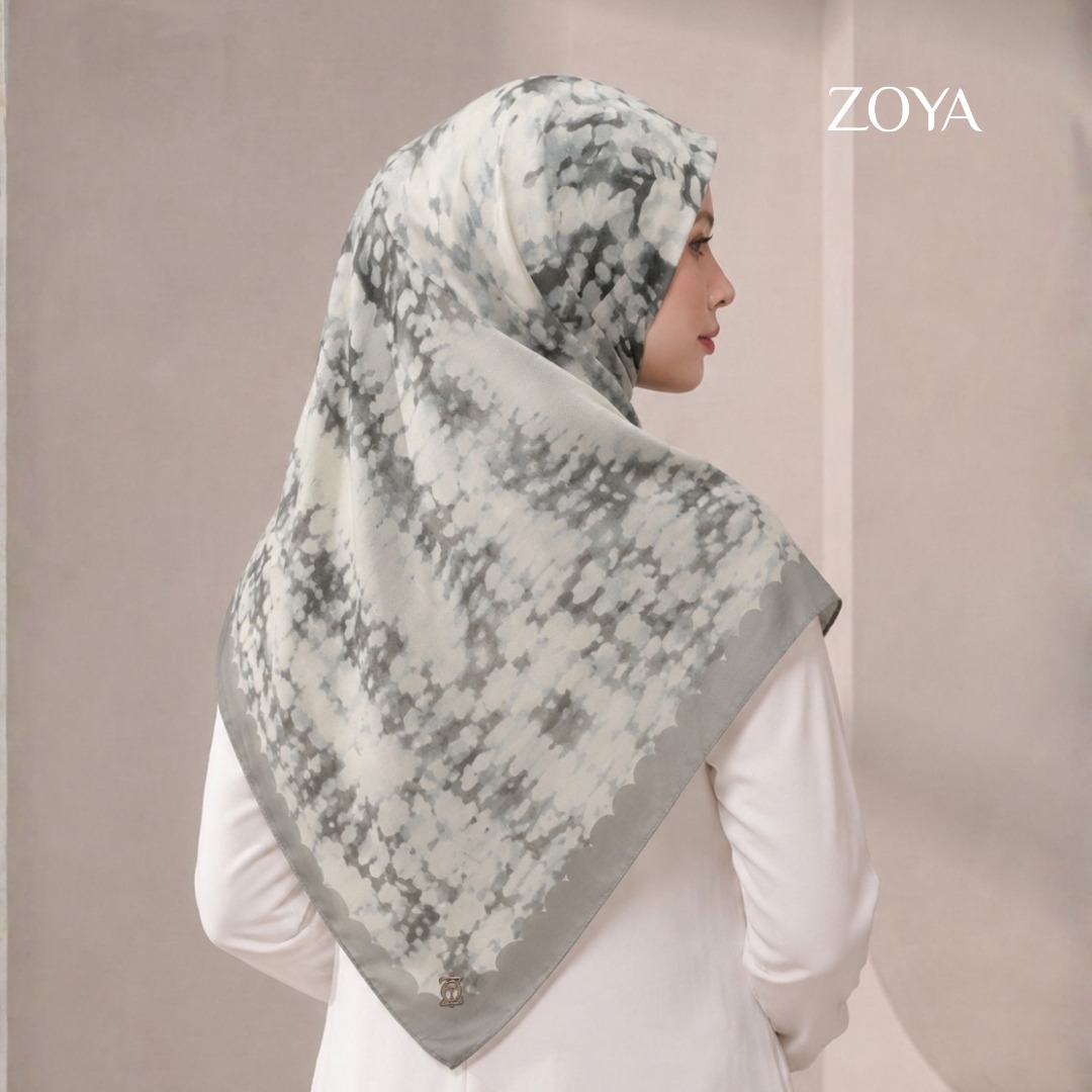 Zoya - Aira Smudge Print Scarf - Kerudung Hijab Segi Empat Motif Premium - Box