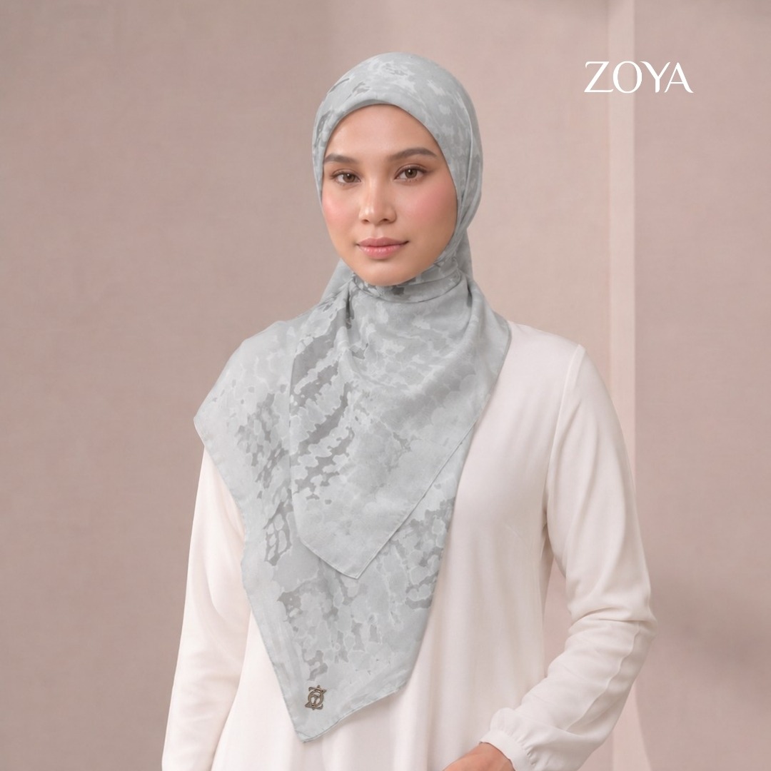 Zoya - Aira Smudge Print Scarf - Kerudung Hijab Segi Empat Motif Premium - Box