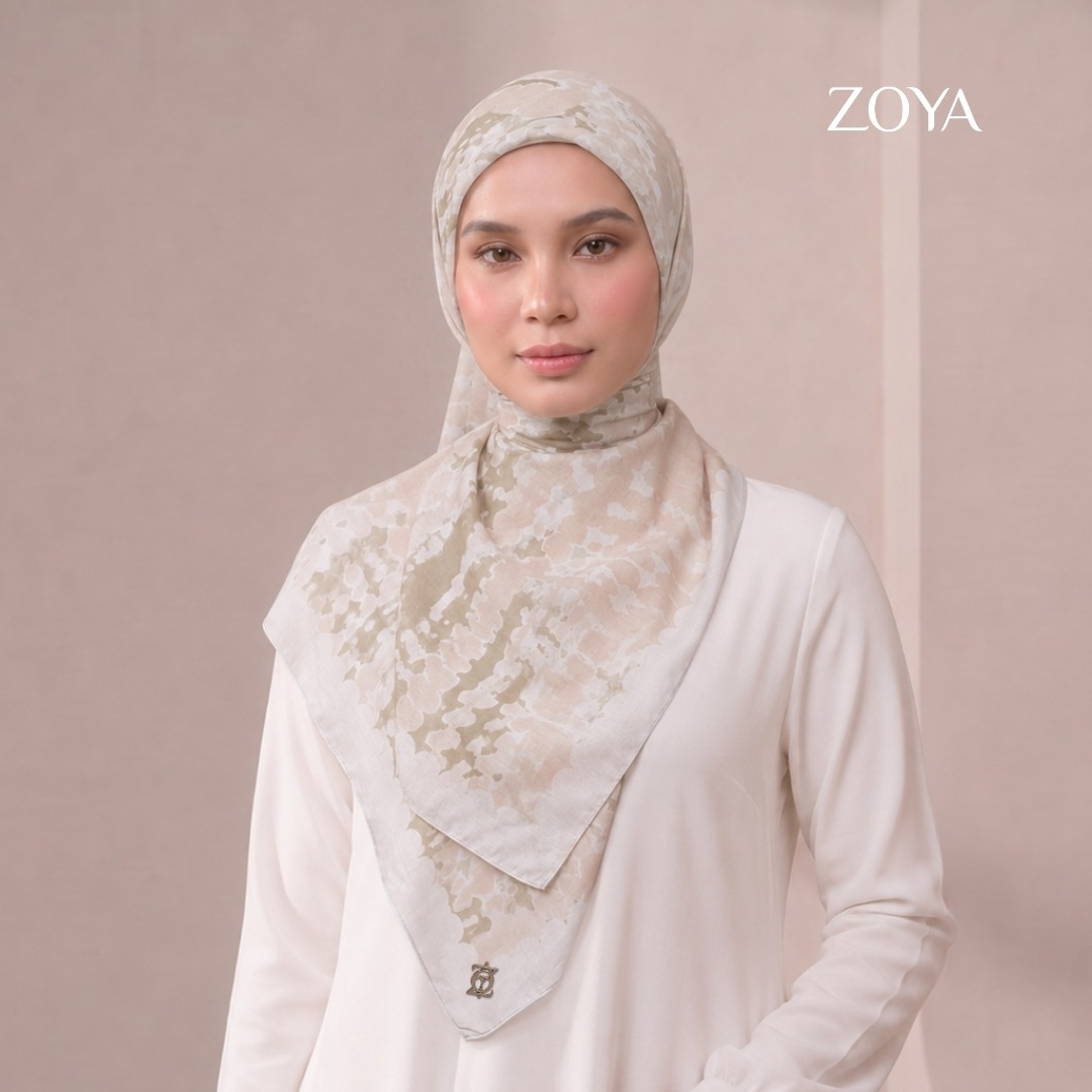 Zoya - Aira Smudge Print Scarf - Kerudung Hijab Segi Empat Motif Premium - Box