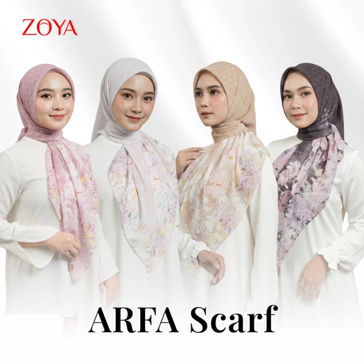 Image of Zoya - Arfa Print Scarf - Kerudung Hijab Segi Empat Motif Premium - Box