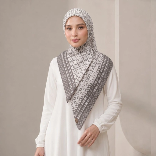 Image of Zoya - Arren Grid Scarf - Kerudung Hijab Segiempat Motif - Pouch Ziplock