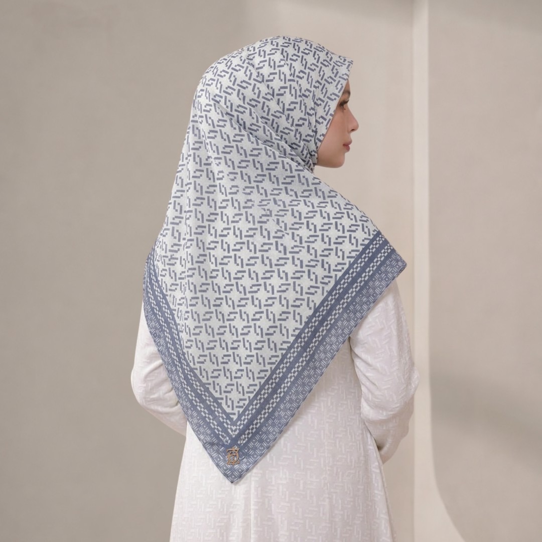 Zoya - Arren Grid Scarf - Kerudung Hijab Segiempat Motif - Pouch Ziplock