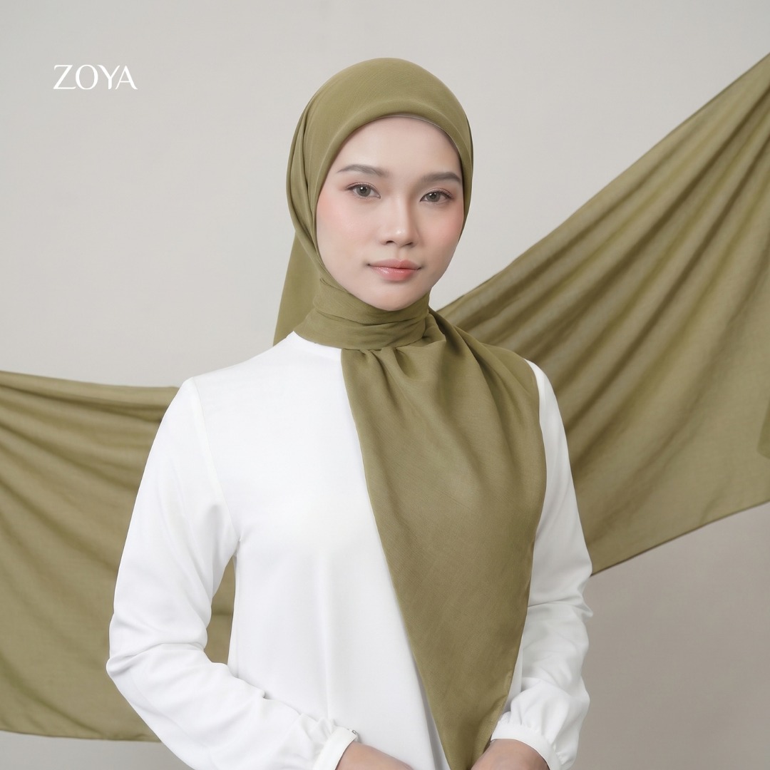 Zoya - Ayko Plain Scarf - Kerudung Hijab Segiempat Polos - Bahan Paris