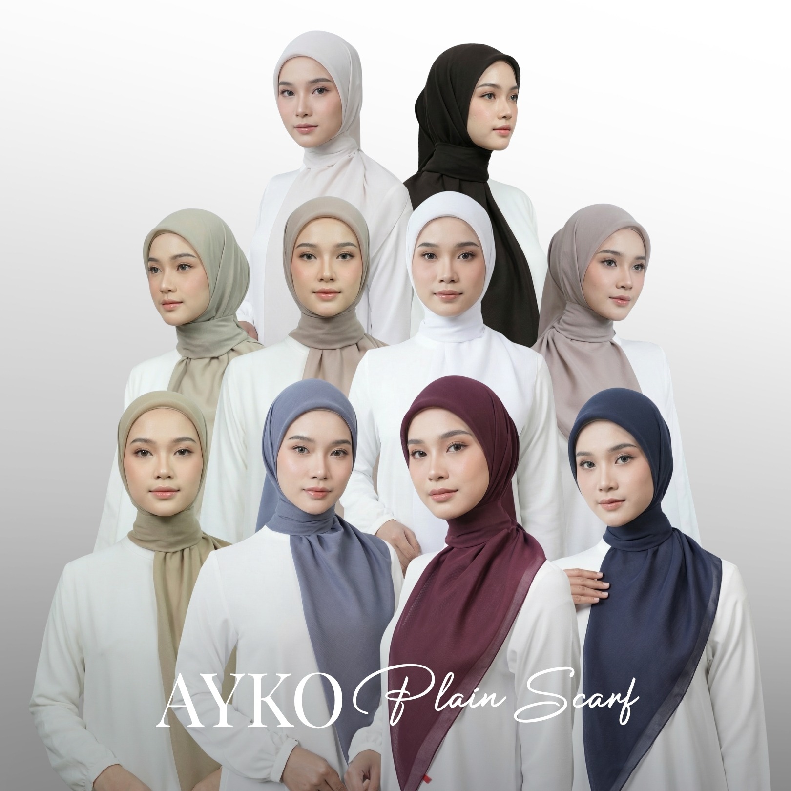 Zoya - Ayko Plain Scarf - Kerudung Hijab Segiempat Polos - Bahan Paris